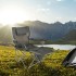 HI Silla de camping lujosa con reposapiés