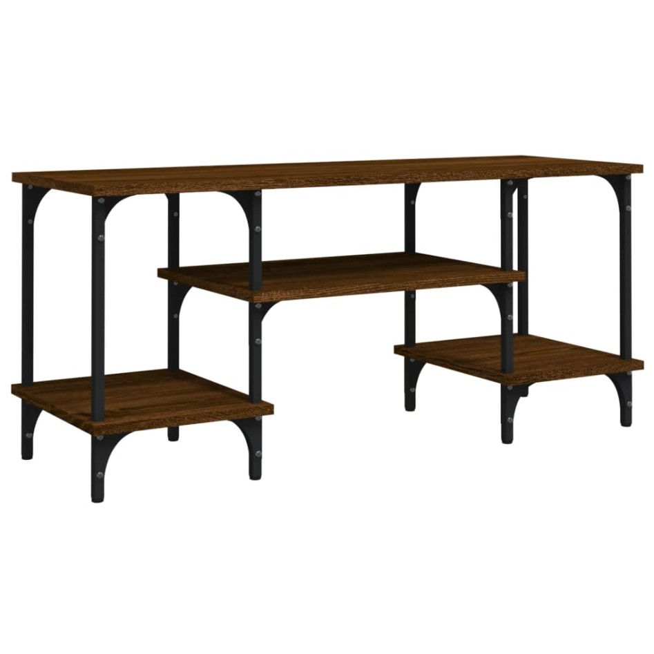 Mueble de TV madera contrachapada marrón roble 102x35x45,5