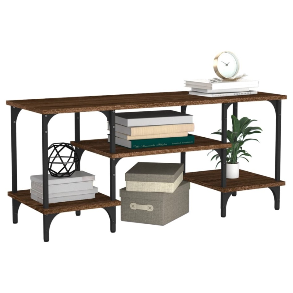 Mueble de TV madera contrachapada marrón roble 102x35x45,5