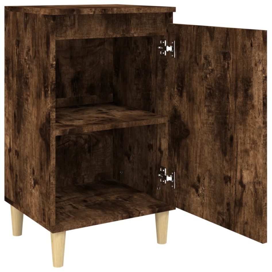 Mesitas noche 2 uds madera contrachapada roble humo 40x35x70