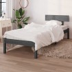 Estructura de cama individual sin colchón madera de pino gris