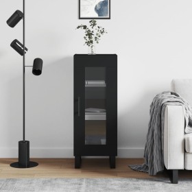 Aparador de madera contrachapada negro 34,5x34x90