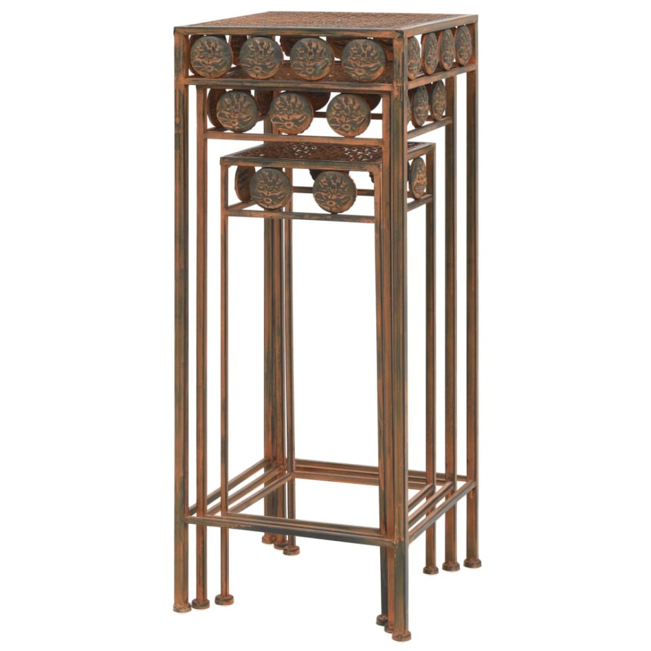 Juego de soportes de planta 3 pzas estilo vintage metal