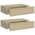 Estantes de pared con cajón 2 uds MDF roble 40x23,5x10