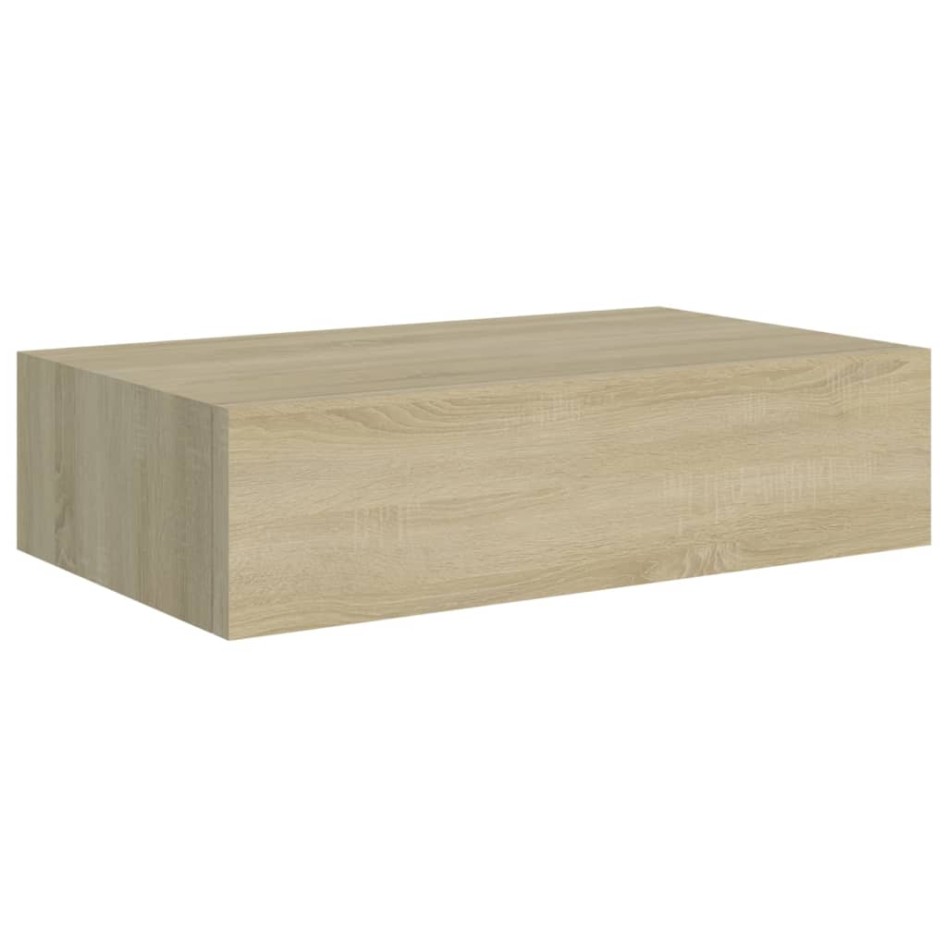 Estantes de pared con cajón 2 uds MDF roble 40x23,5x10