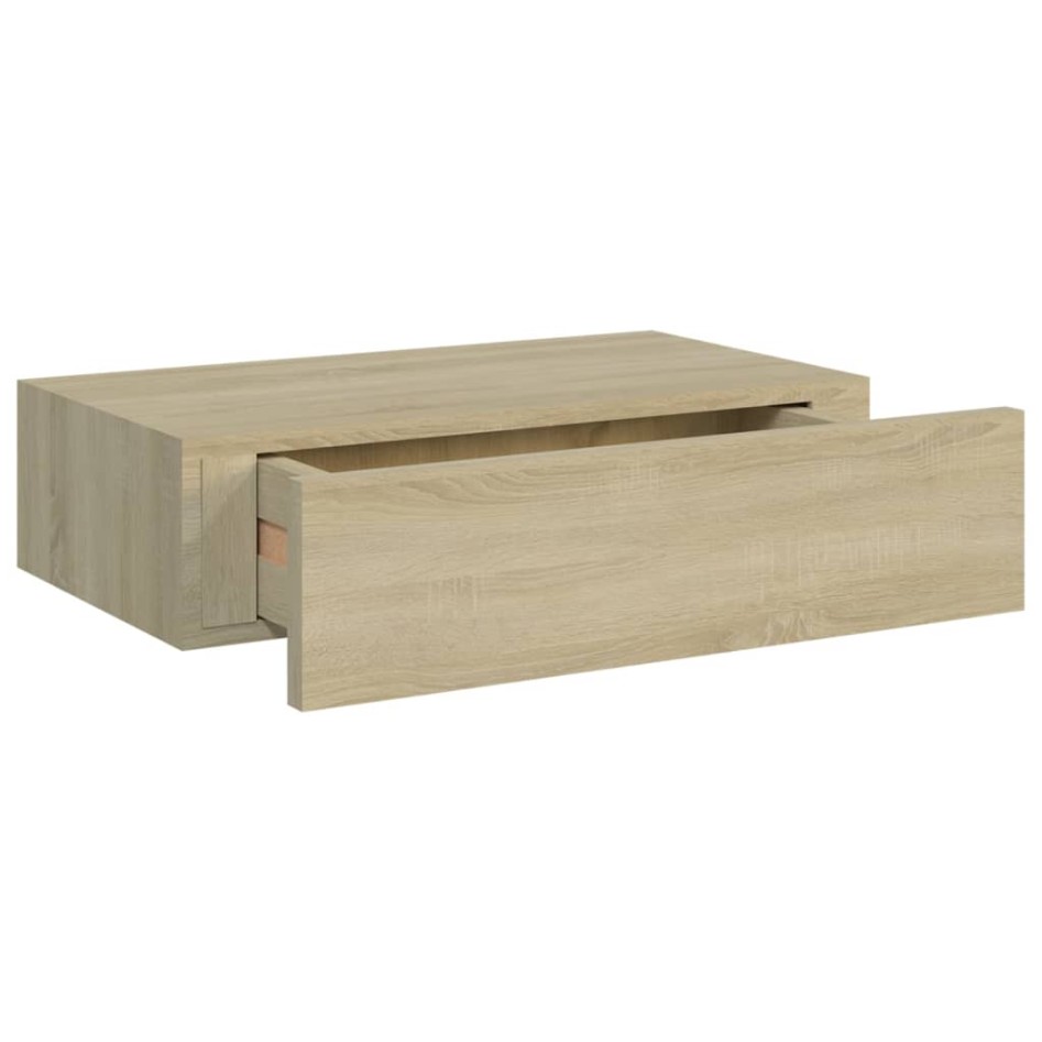 Estantes de pared con cajón 2 uds MDF roble 40x23,5x10