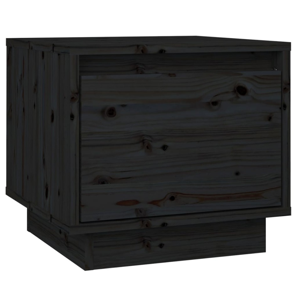 Mesitas de noche 2 uds madera maciza de pino negro 35x34x32