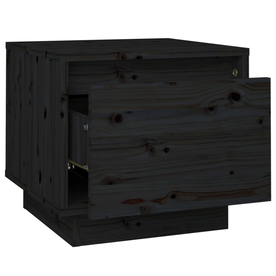 Mesitas de noche 2 uds madera maciza de pino negro 35x34x32