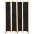 Biombo divisor de 4 paneles de tela negro 160x170x4