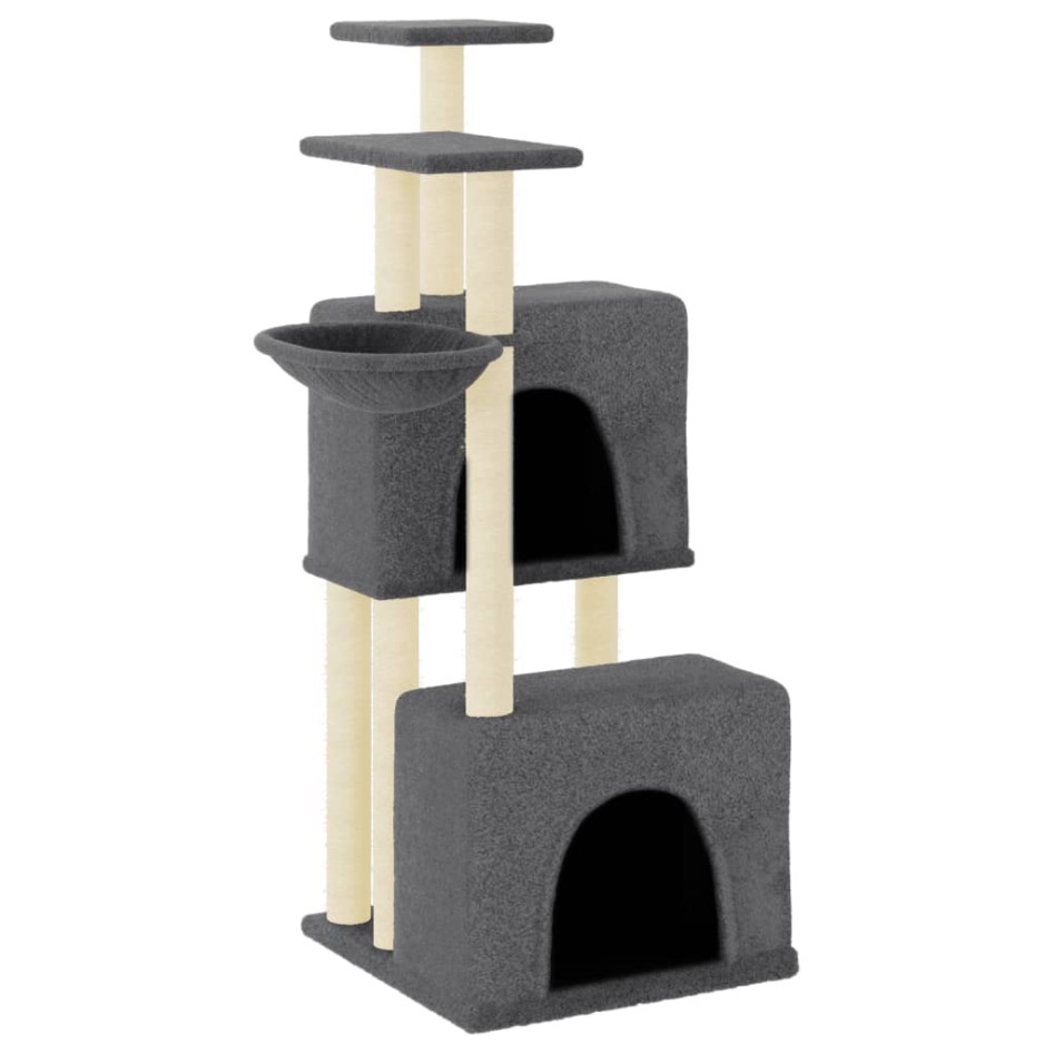 Rascador para gatos con postes de sisal gris oscuro 122