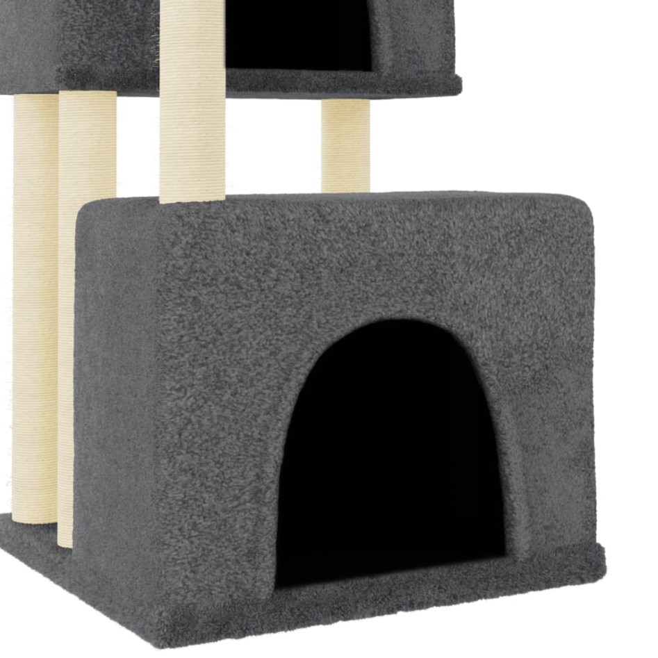 Rascador para gatos con postes de sisal gris oscuro 122