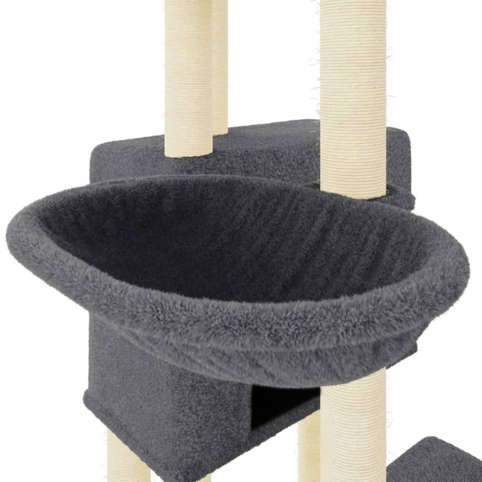 Rascador para gatos con postes de sisal gris oscuro 122