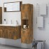 Armario de baño madera de ingeniería roble ahumado 30x30x130