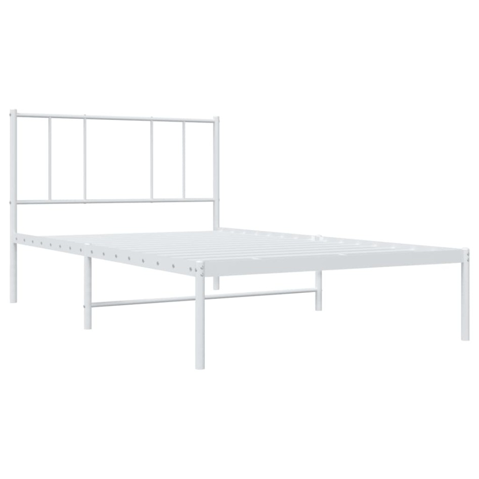 Estructura cama sin colchón con cabecero metal blanco 90x190