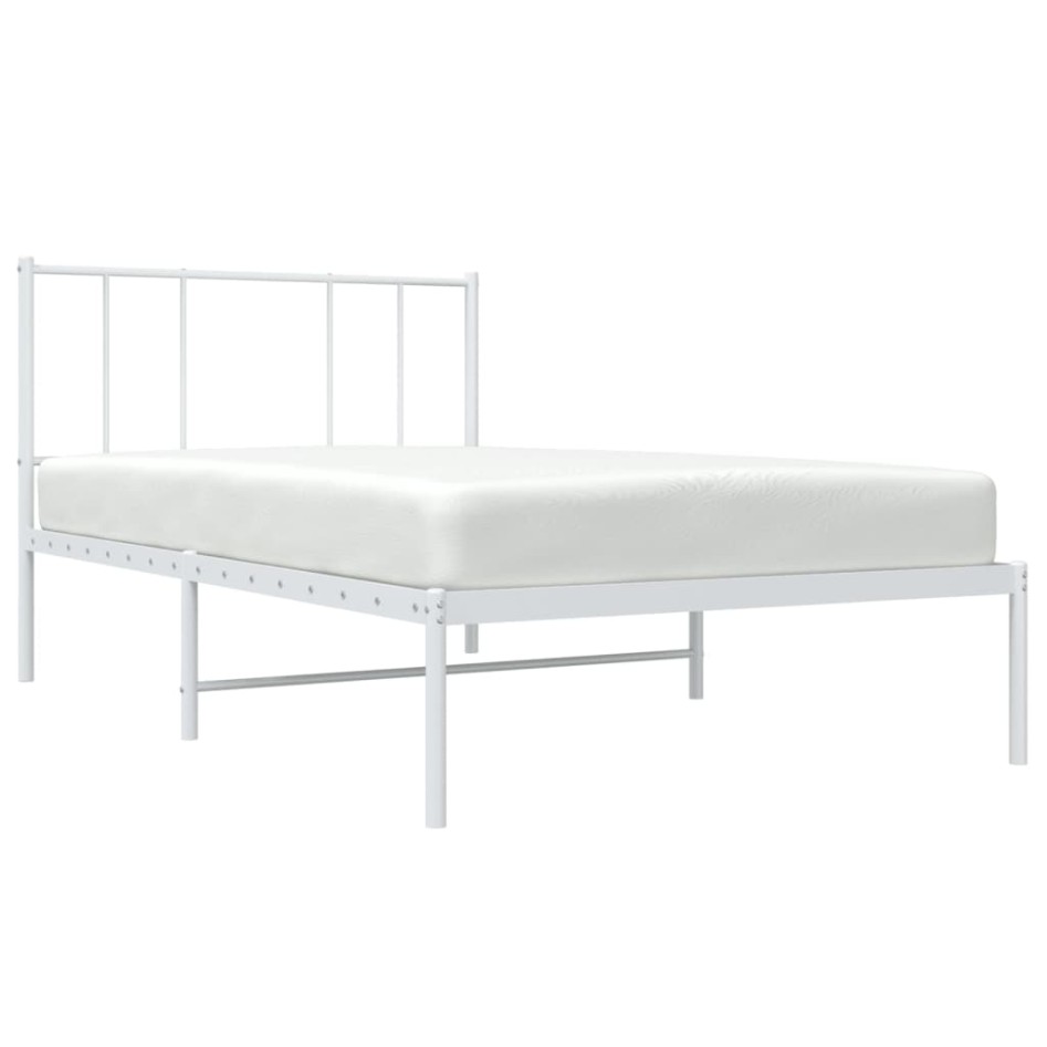 Estructura cama sin colchón con cabecero metal blanco 90x190