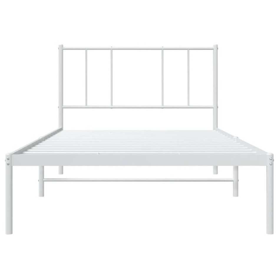 Estructura cama sin colchón con cabecero metal blanco 90x190