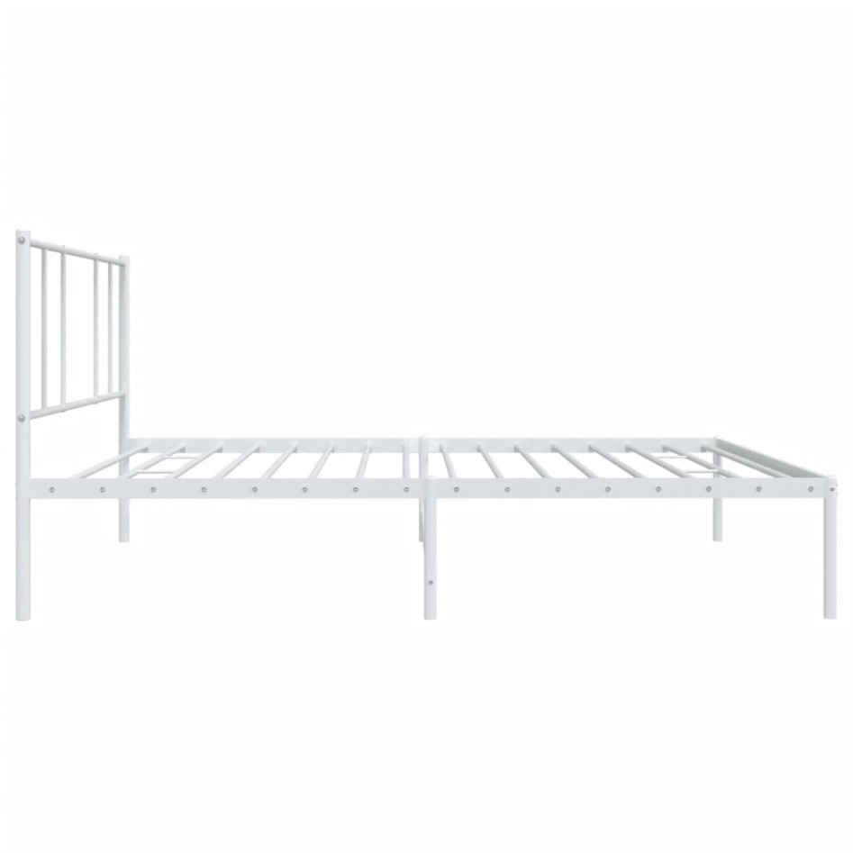 Estructura cama sin colchón con cabecero metal blanco 90x190