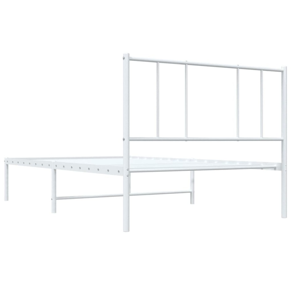 Estructura cama sin colchón con cabecero metal blanco 90x190