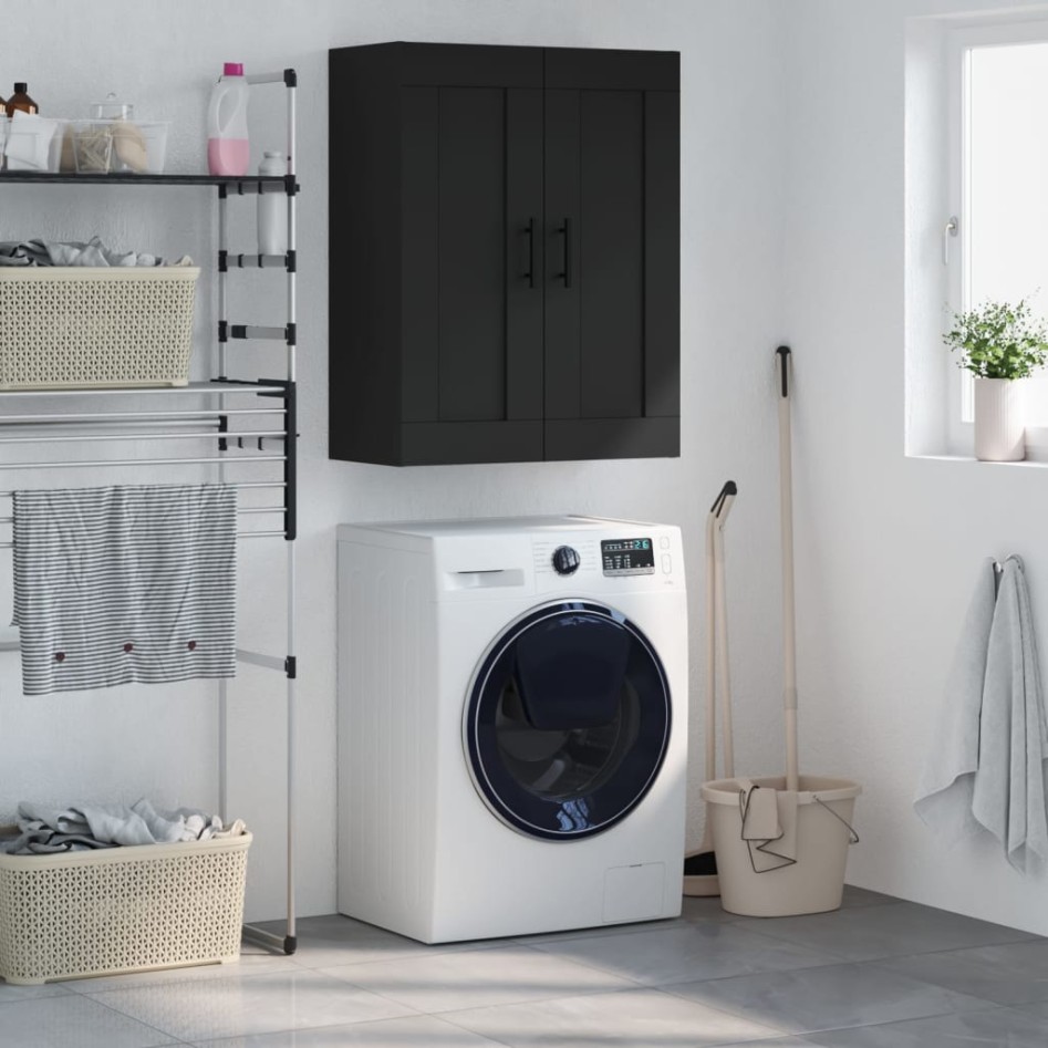 Armario de pared madera de ingeniería negro 69,5x34x90