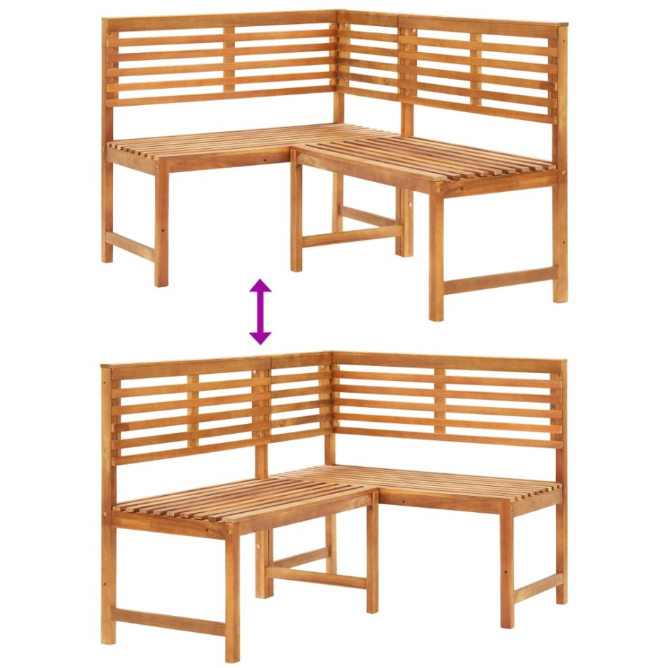 Banco de esquina de jardín 140 cm madera maciza de