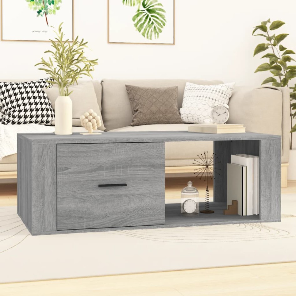 Mesa de centro madera contrachapada gris Sonoma 100x50,5x35