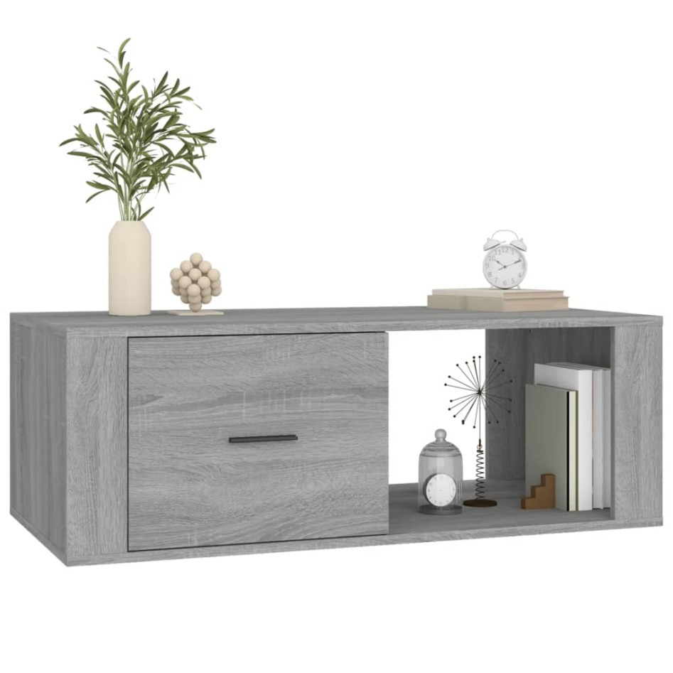 Mesa de centro madera contrachapada gris Sonoma 100x50,5x35