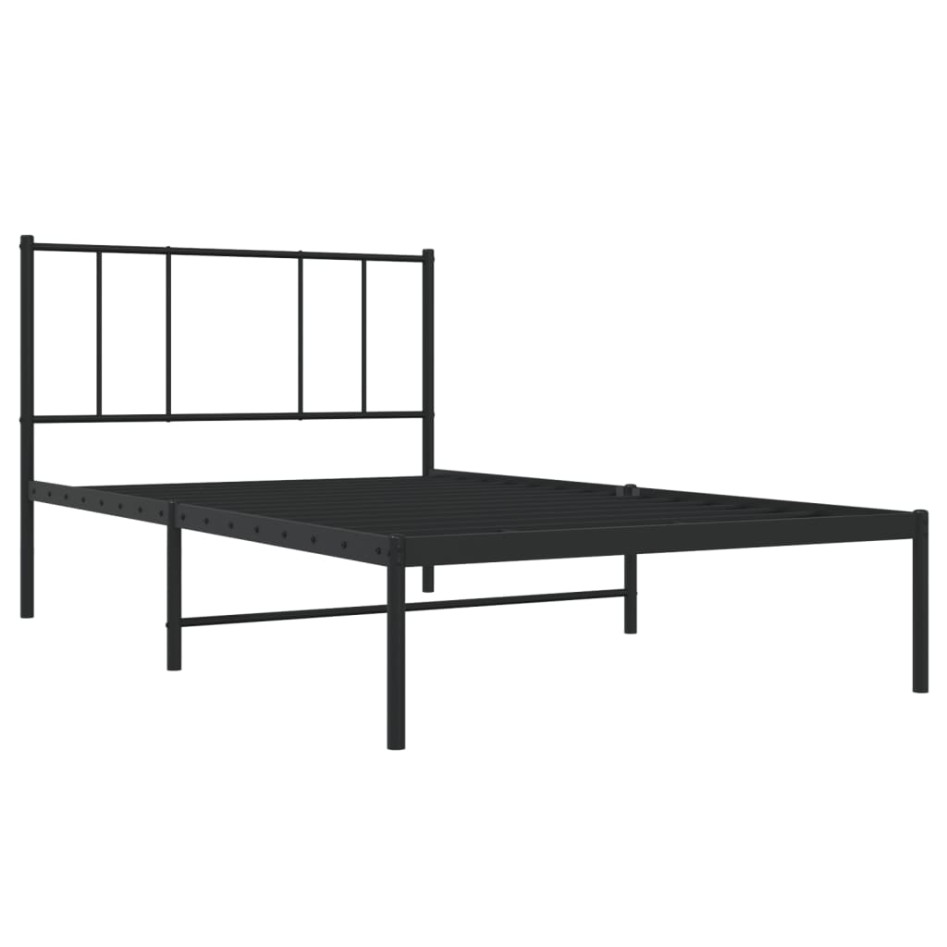 Estructura cama sin colchón con cabecero metal negro 90x190