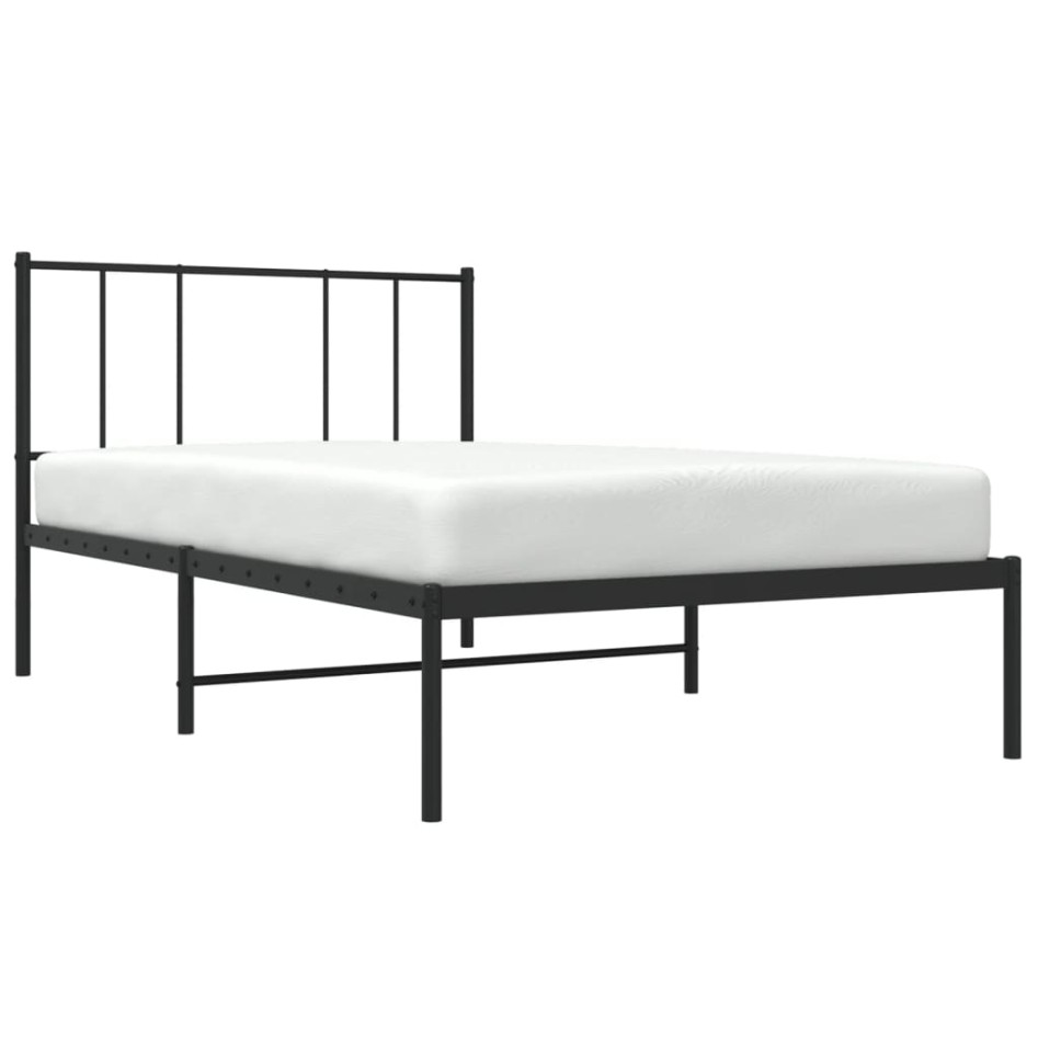 Estructura cama sin colchón con cabecero metal negro 90x190