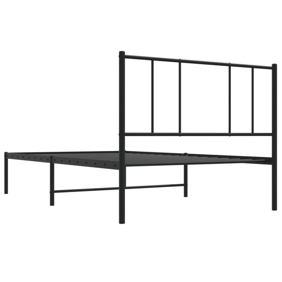Estructura cama sin colchón con cabecero metal negro 90x190