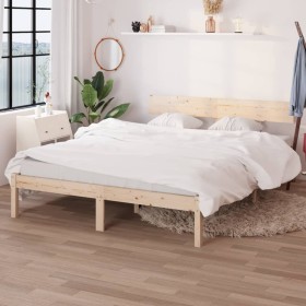 Estructura de cama sin colchón madera maciza 120x200