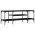Mueble de TV hierro y madera contrachapada negro 121x35x45