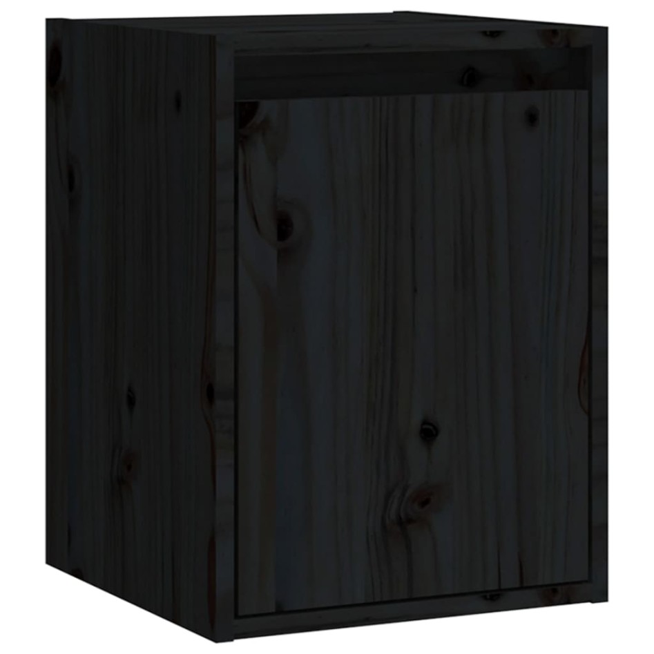 Armario de pared 2 uds madera maciza de pino negro 30x30x40