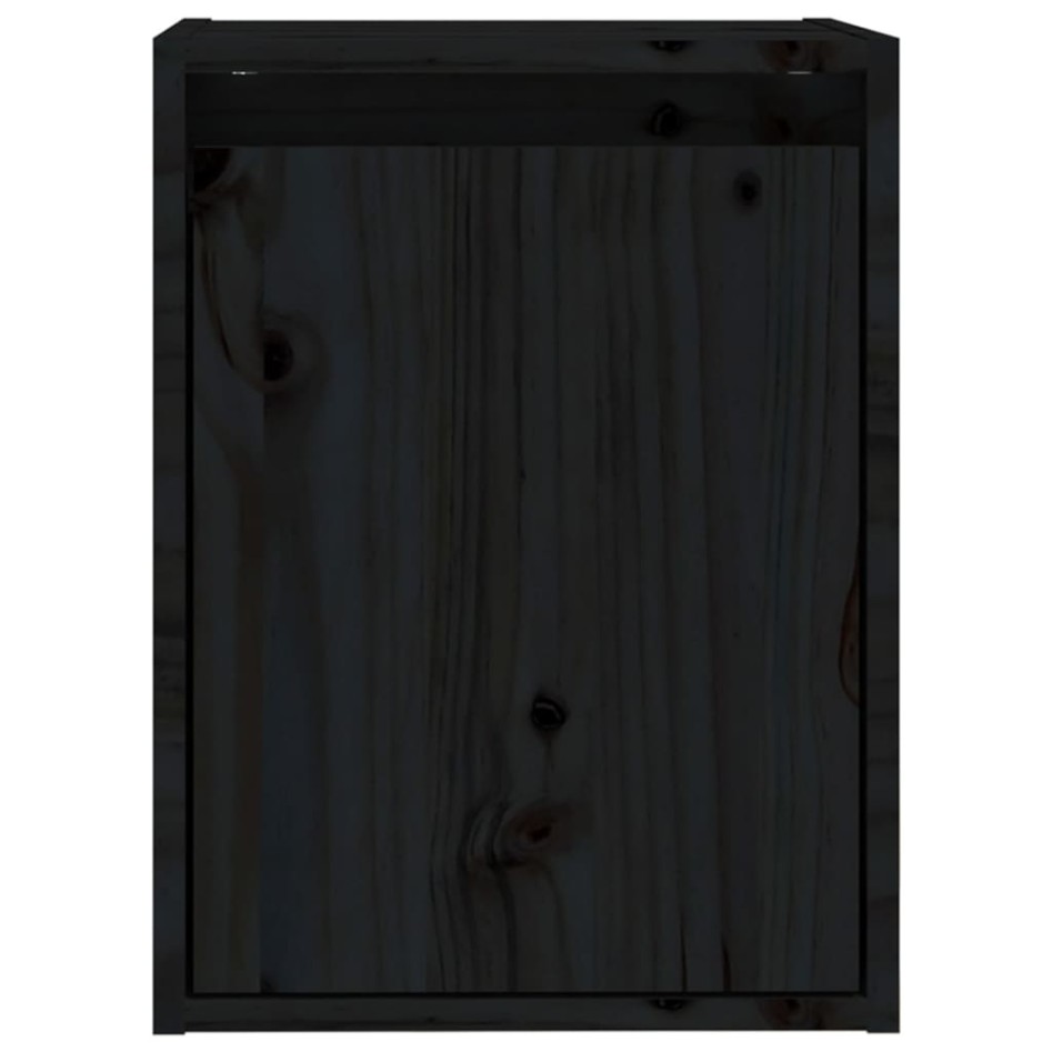 Armario de pared 2 uds madera maciza de pino negro 30x30x40