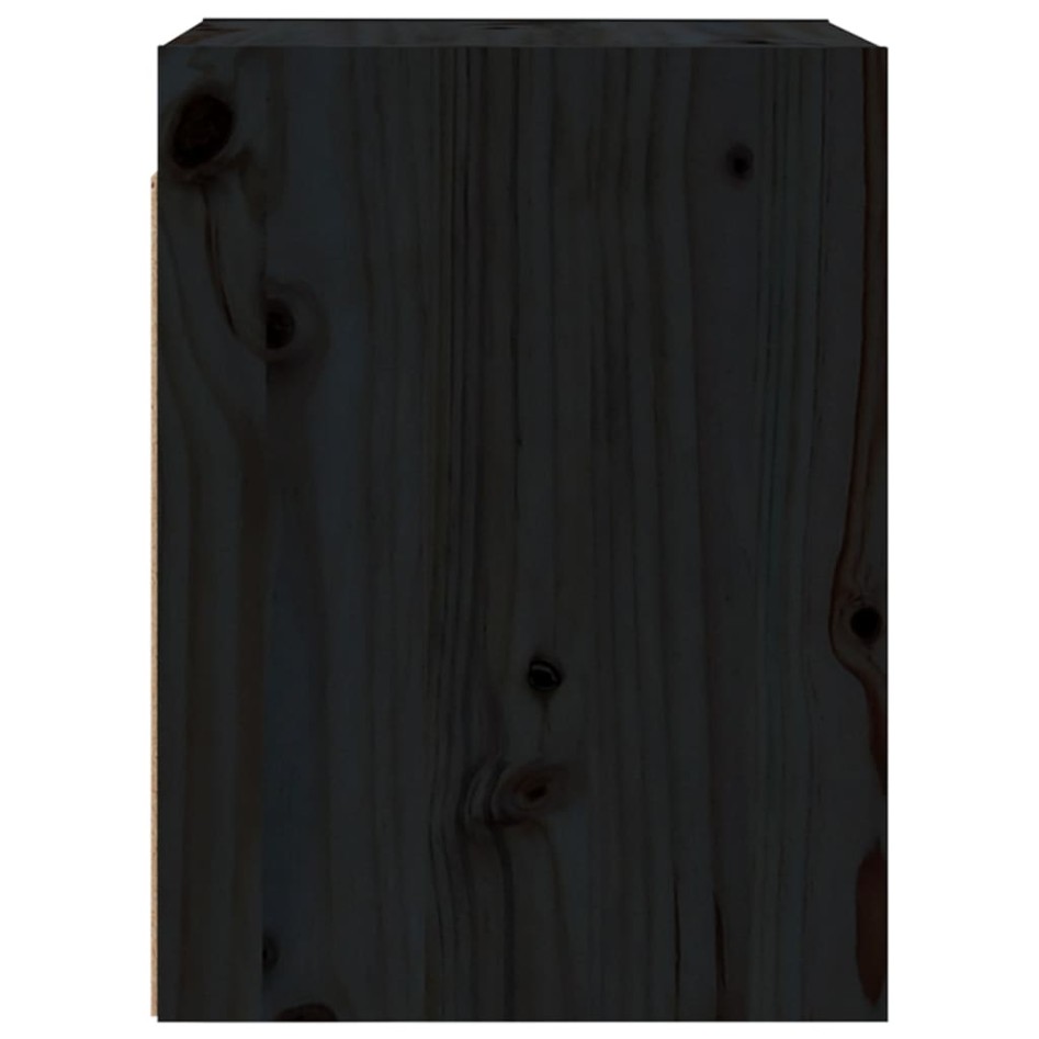 Armario de pared 2 uds madera maciza de pino negro 30x30x40