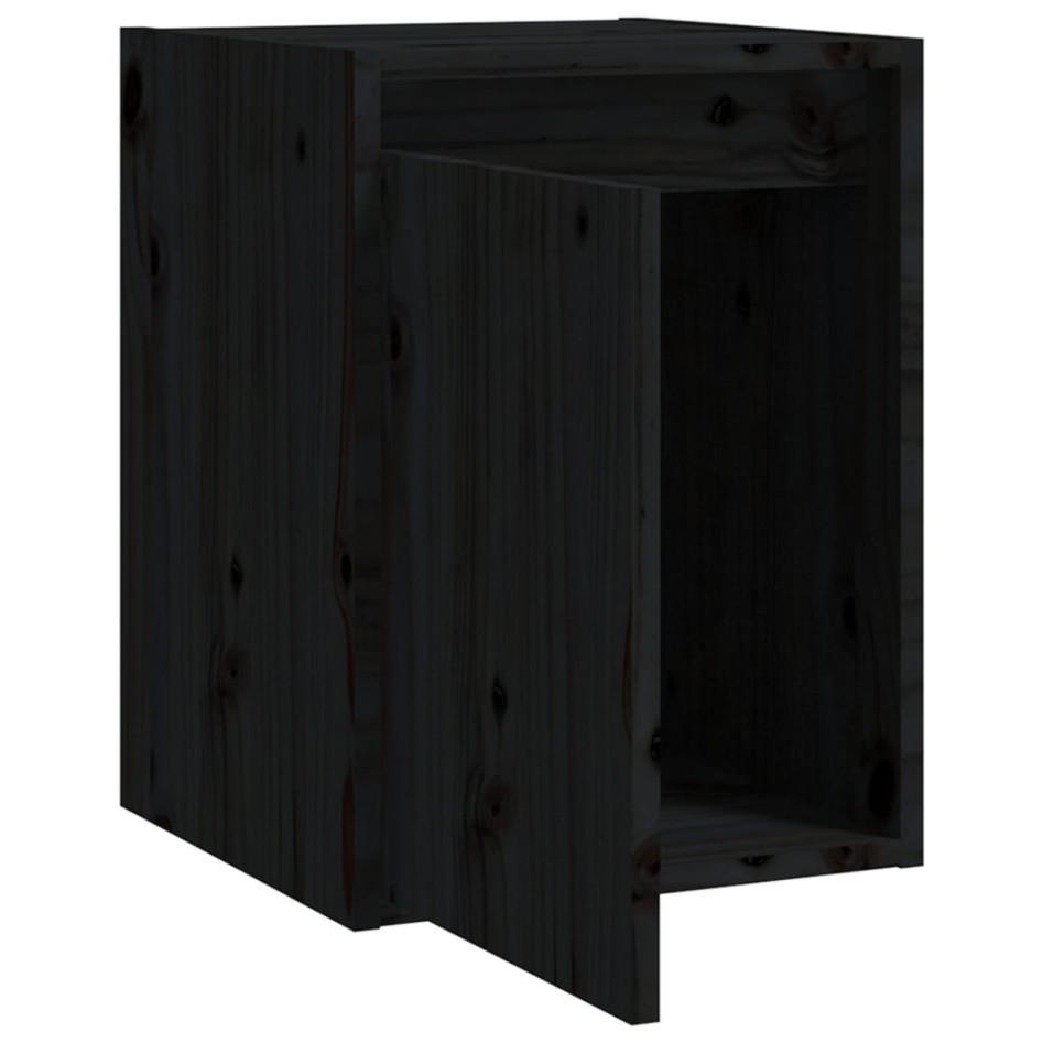 Armario de pared 2 uds madera maciza de pino negro 30x30x40