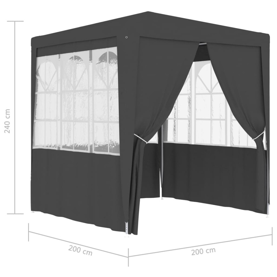 Carpa profesional para fiestas con paredes gris 90 g/m² 2x2
