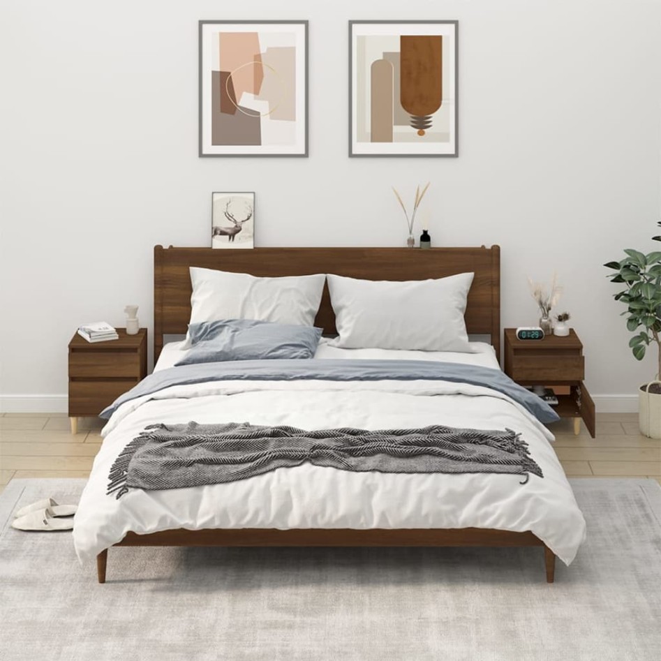 Mesitas de noche 2 unidades roble marrón 40x35x50