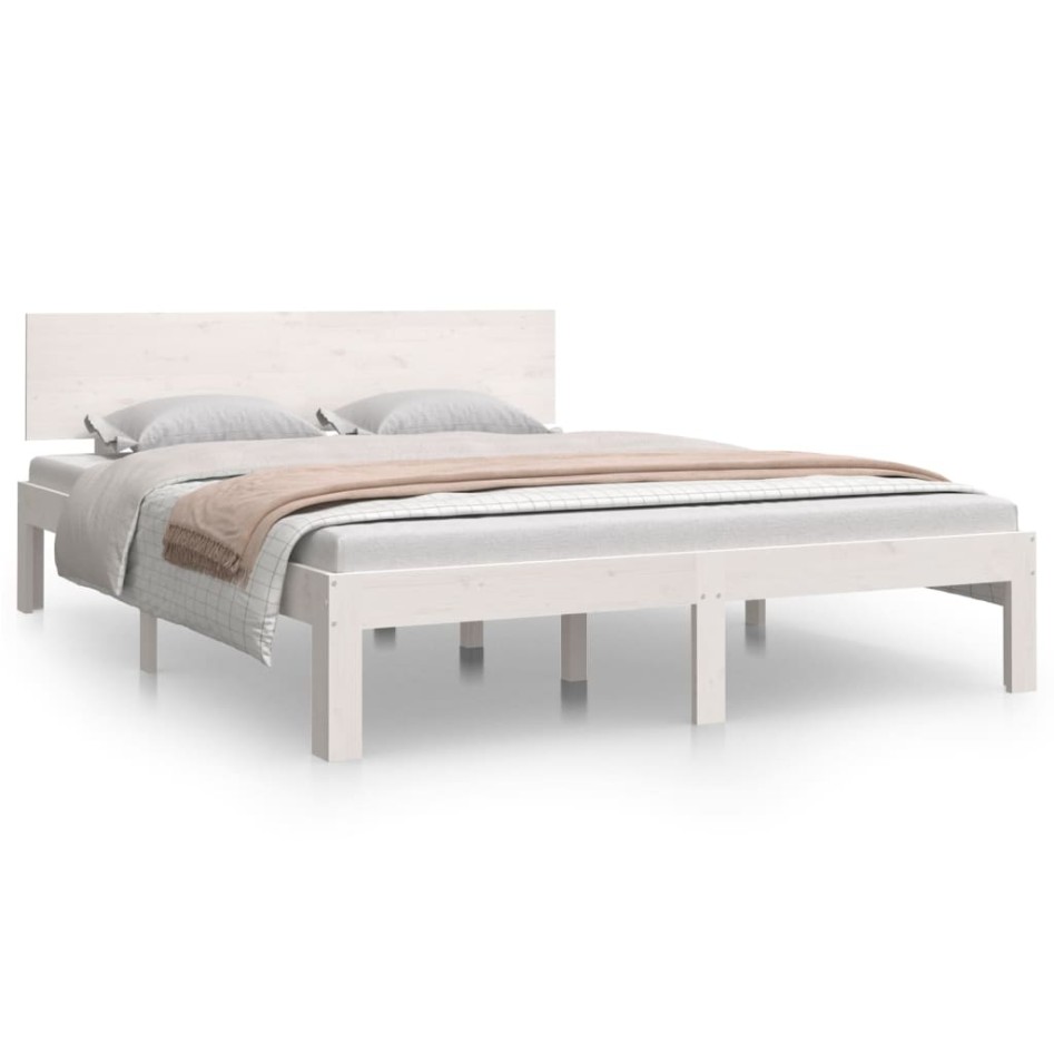Estructura de cama de madera maciza de pino blanco 140x190