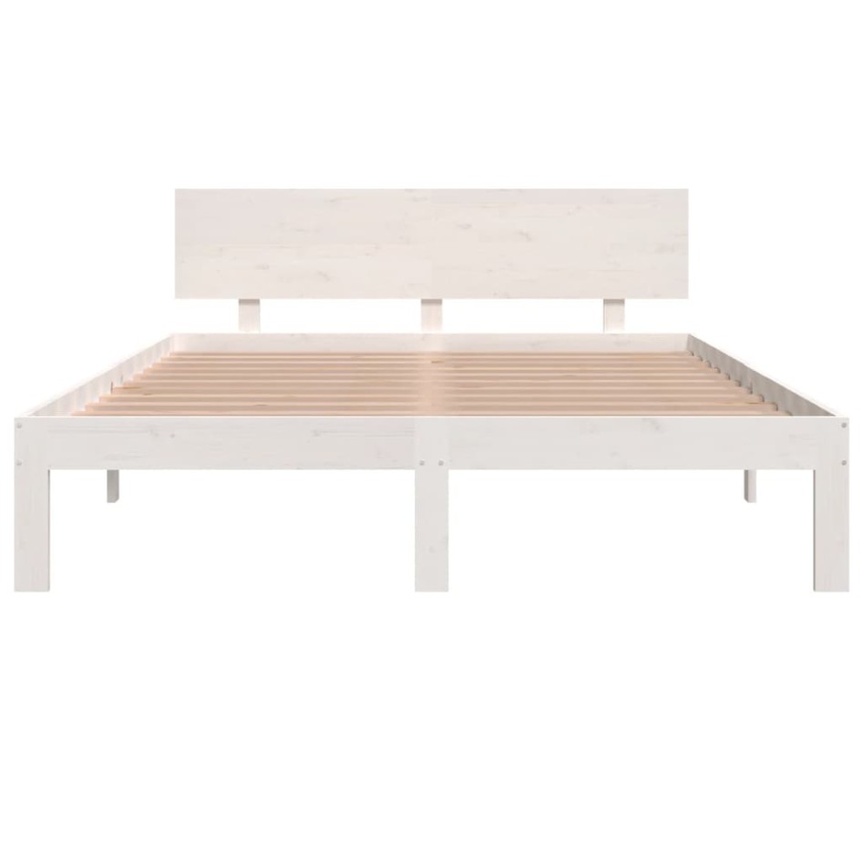 Estructura de cama de madera maciza de pino blanco 140x190