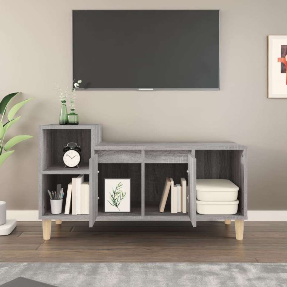 Mueble de TV madera contrachapada gris Sonoma 100x35x55