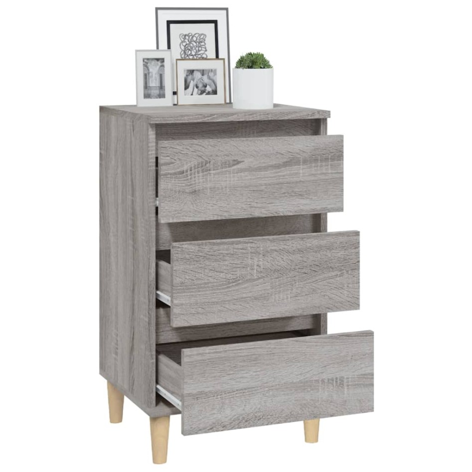 Mesita de noche madera contrachapada gris Sonoma 40x35x70