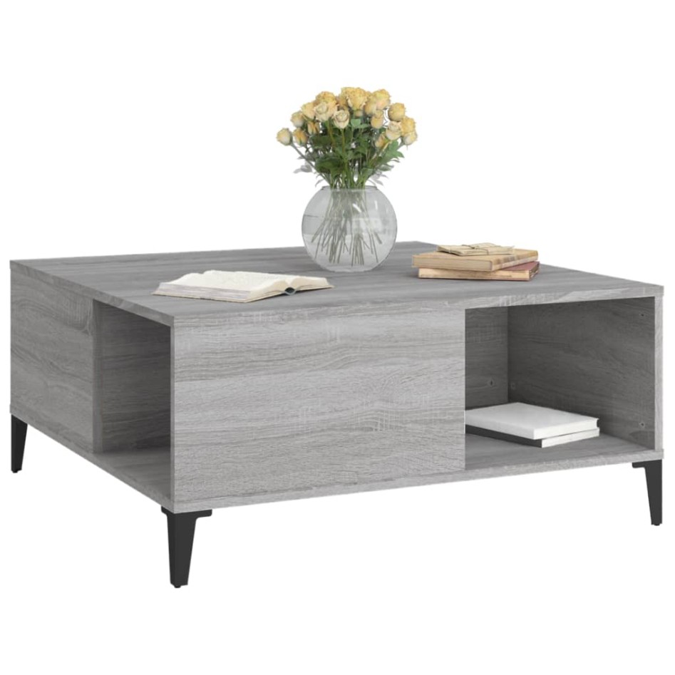 Mesa de centro madera contrachapada gris Sonoma 80x80x36,5