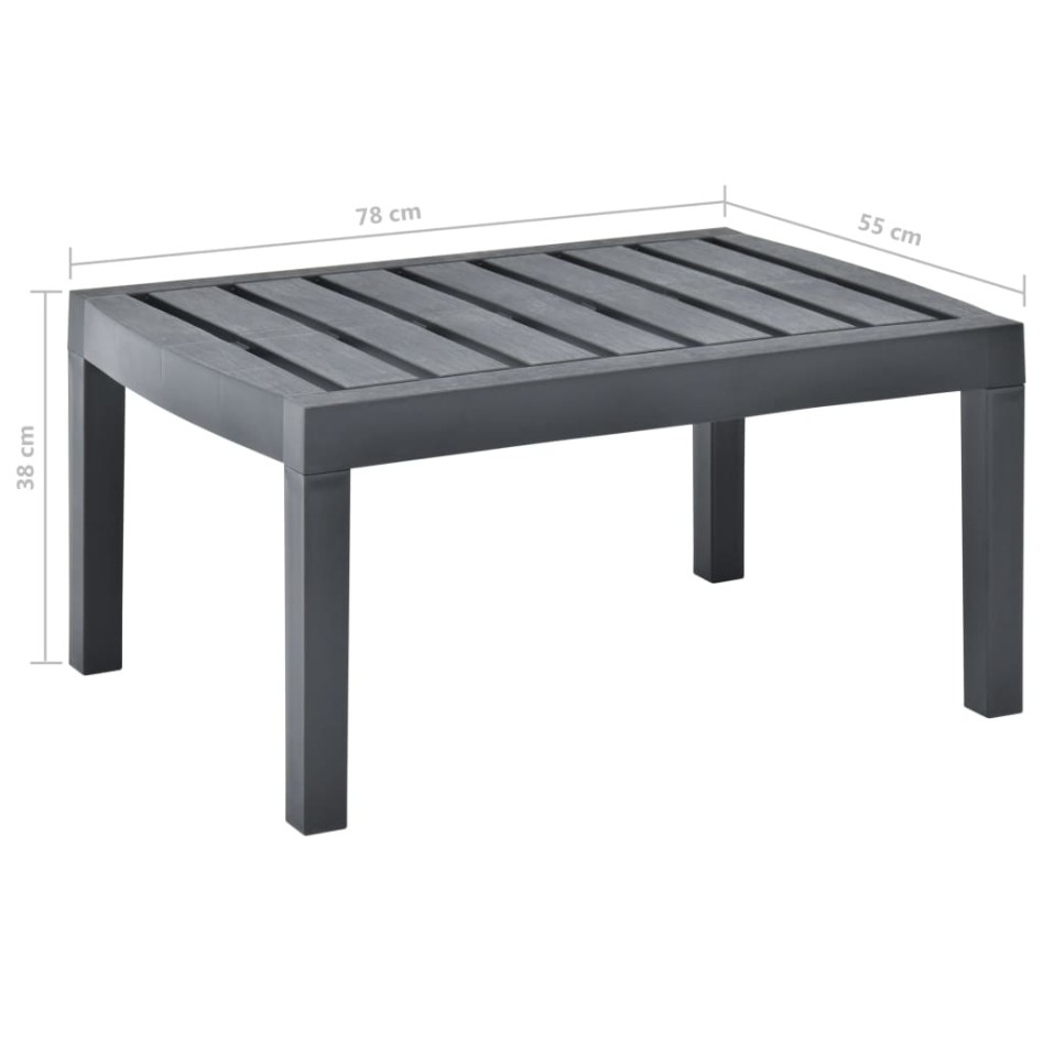 Mesa de jardín de plástico gris antracita 78x55x38