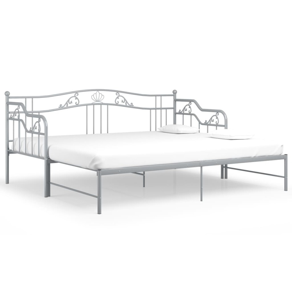Estructura de sofá cama extraíble de metal gris 90x200