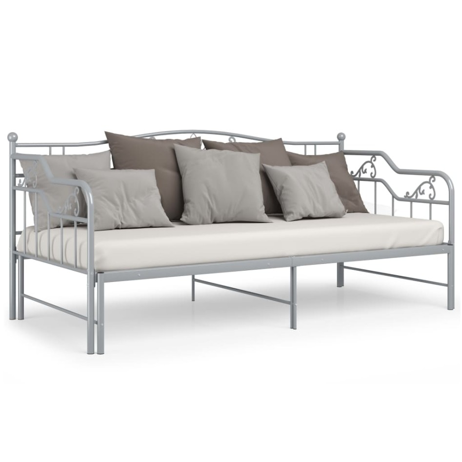 Estructura de sofá cama extraíble de metal gris 90x200