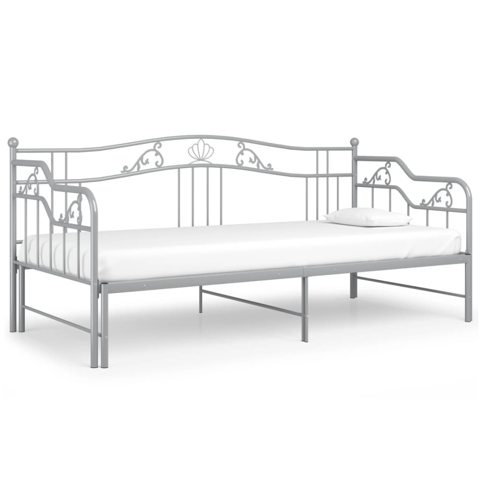 Estructura de sofá cama extraíble de metal gris 90x200