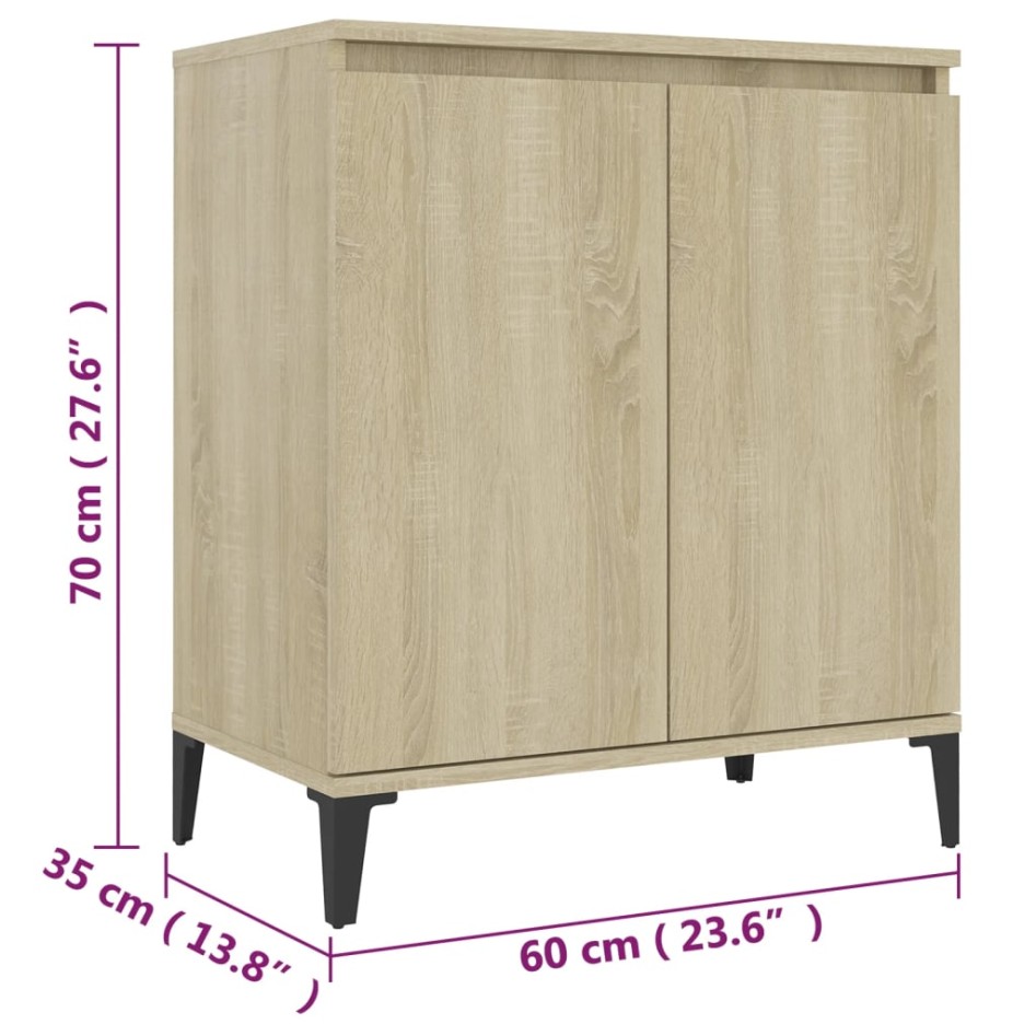 Aparador de madera contrachapada color roble Sonoma 60x35x70