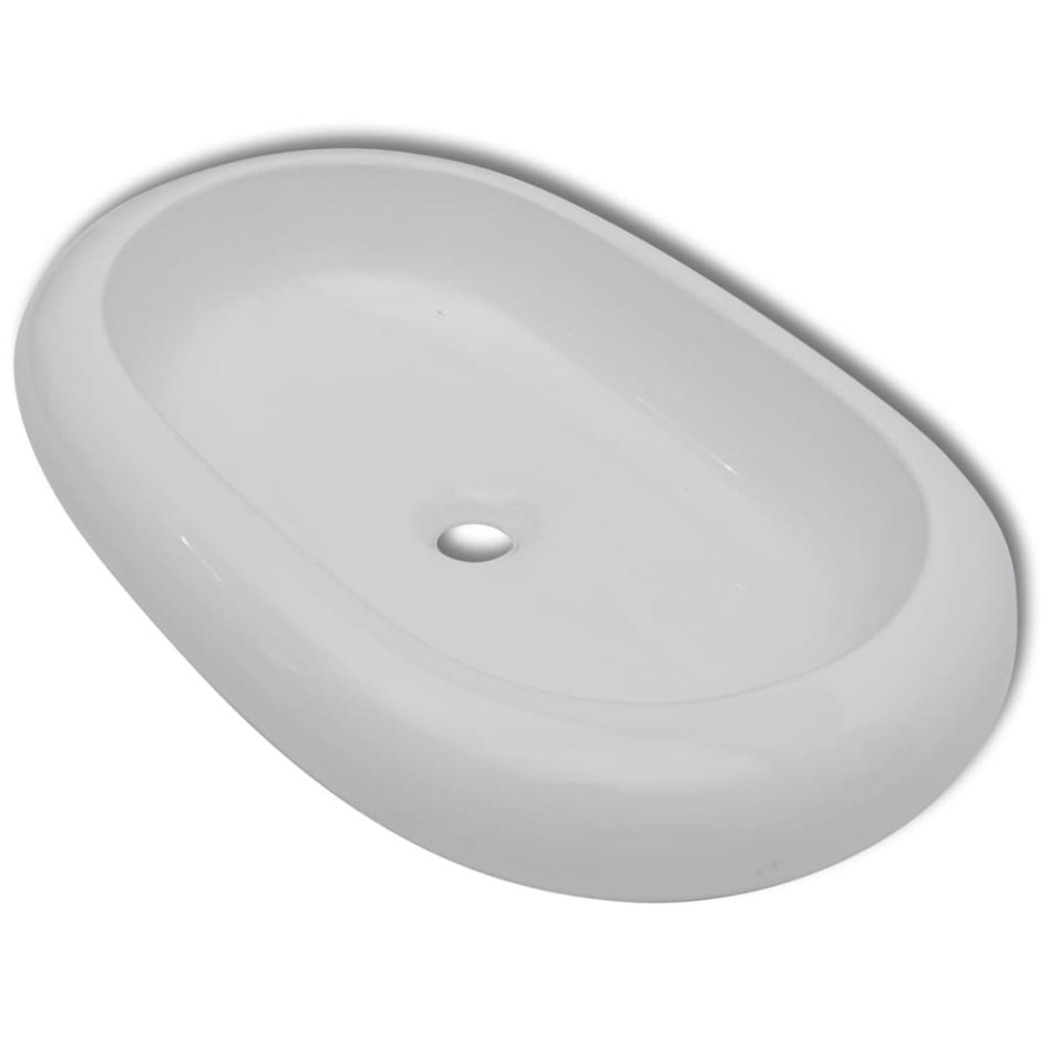 Lavabo ovalado de cerámica blanco 63x42