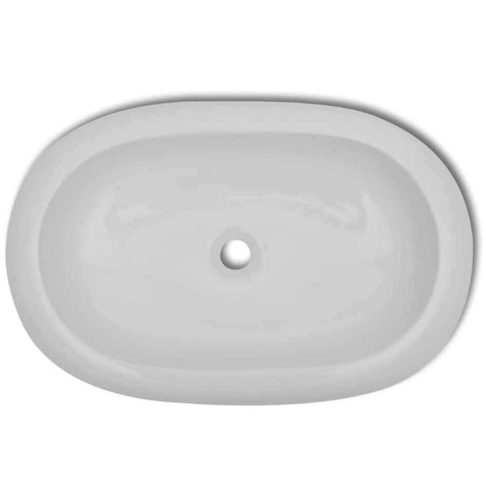 Lavabo ovalado de cerámica blanco 63x42