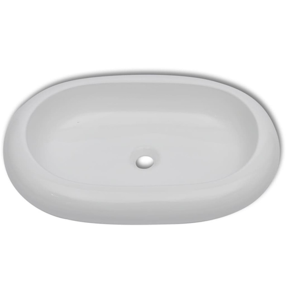 Lavabo ovalado de cerámica blanco 63x42